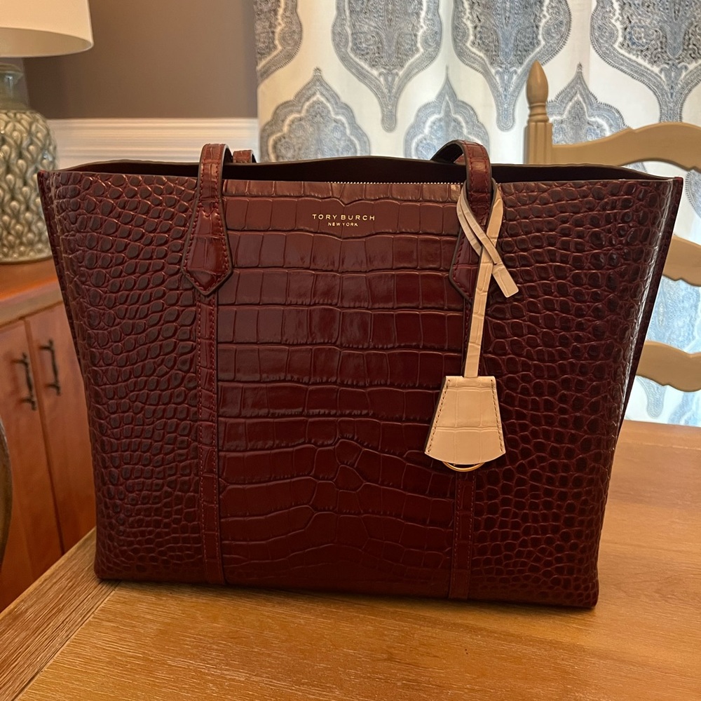 Tory Burch Tote Wine Croc